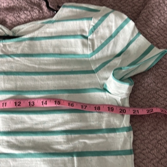 NWOT T By Talbots Women’s Mint Green Striped Tee Tops Size Large - Picture 3 of 6